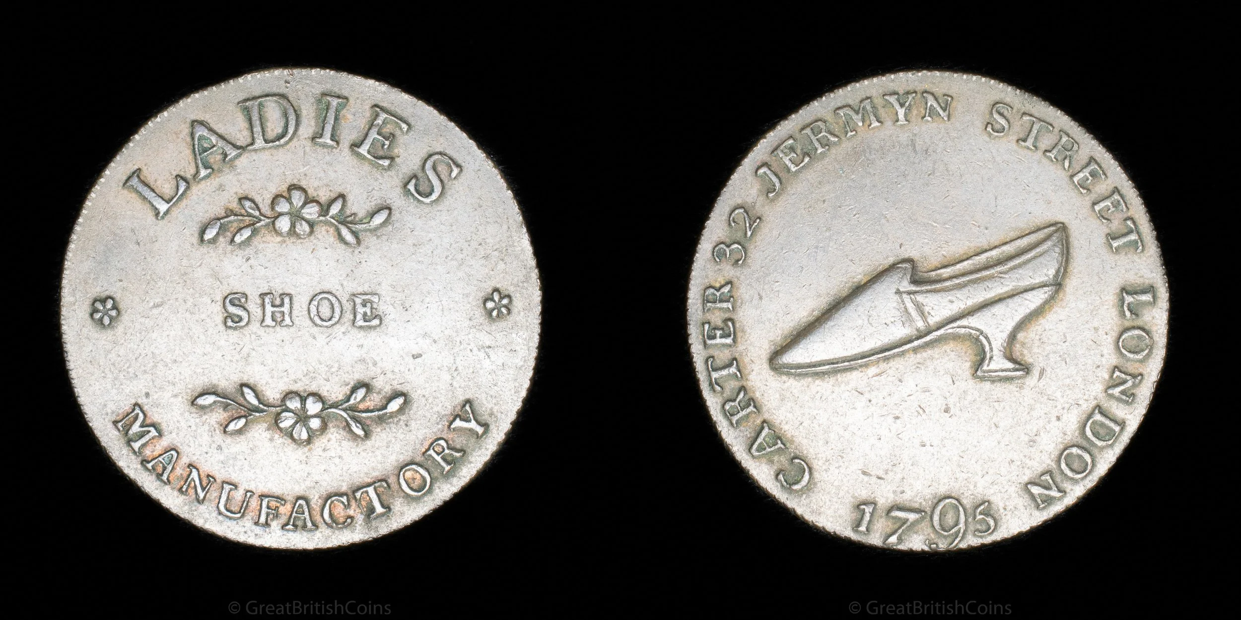 J Carter Ladies Shoe Manufactory 1795 Copper Condor Halfpenny
